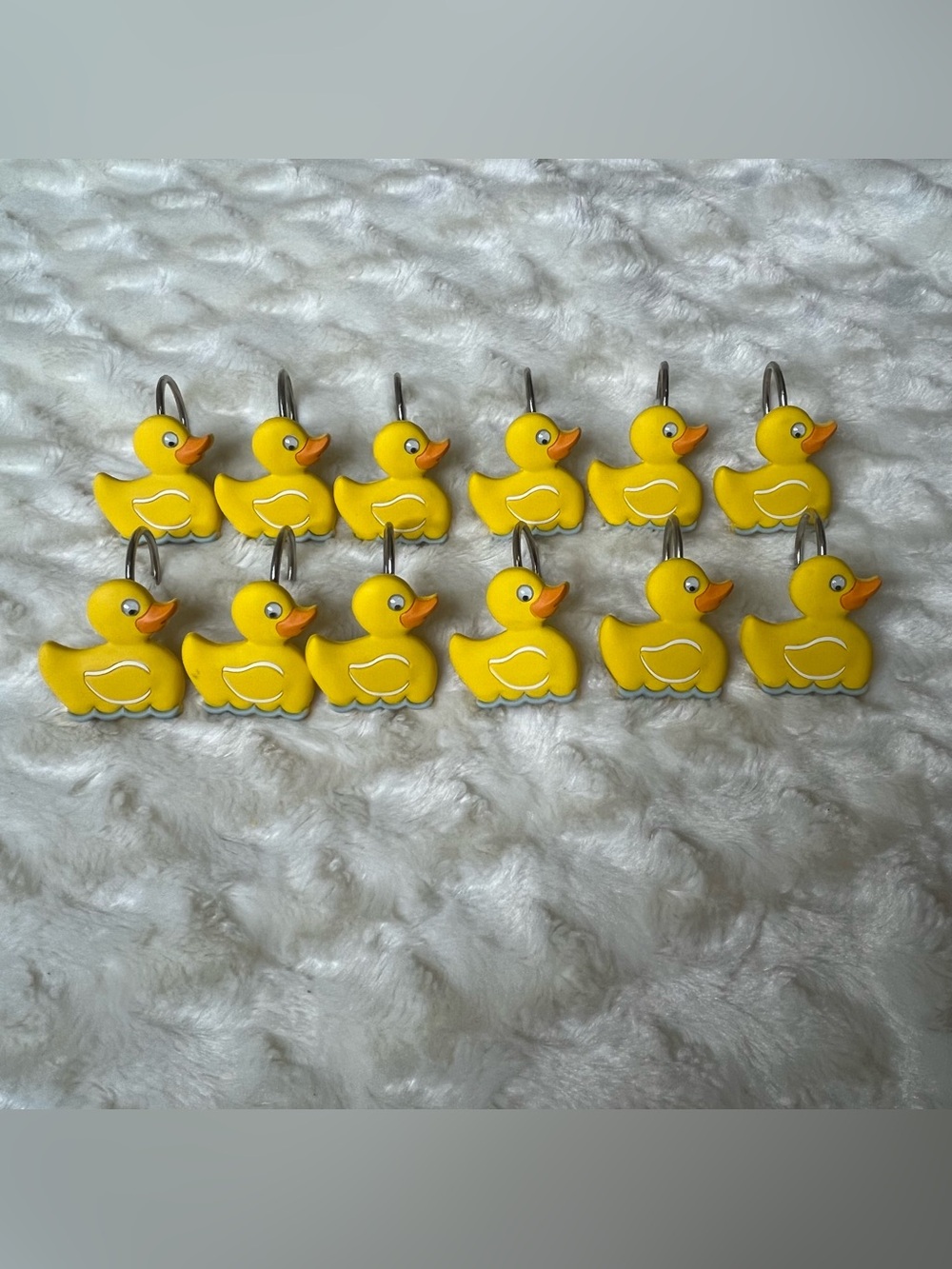 Vintage Googly Eyed Yellow Ducklings Duck Rubber 12 Shower Curtain Hooks